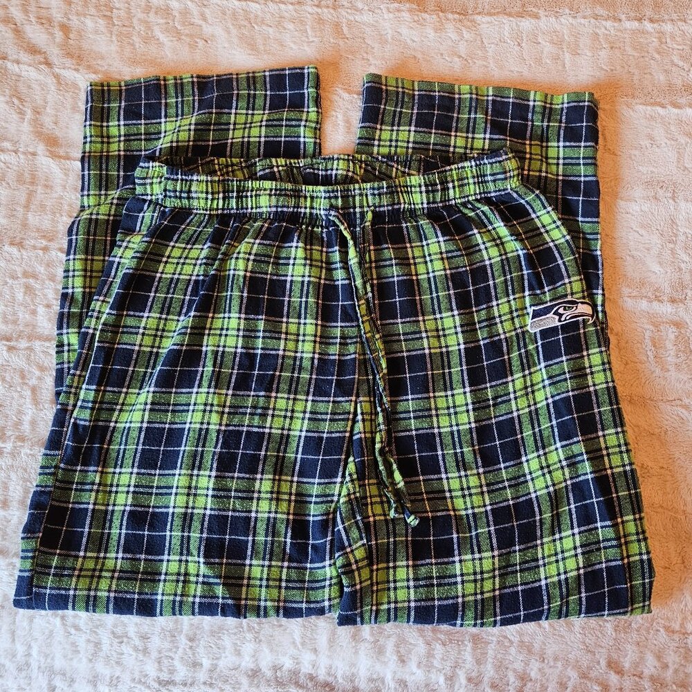 Women's Seattle Seahawks Team Apparel Blue & Green Plaid Pajama Lounge Pants M